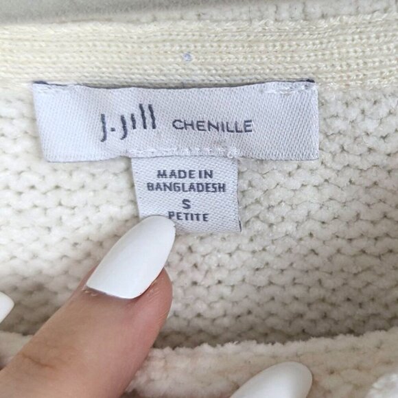 J. Jill | Cream Cable Knit Chenille Sweater Size Petite Small - Picture 5 of 7